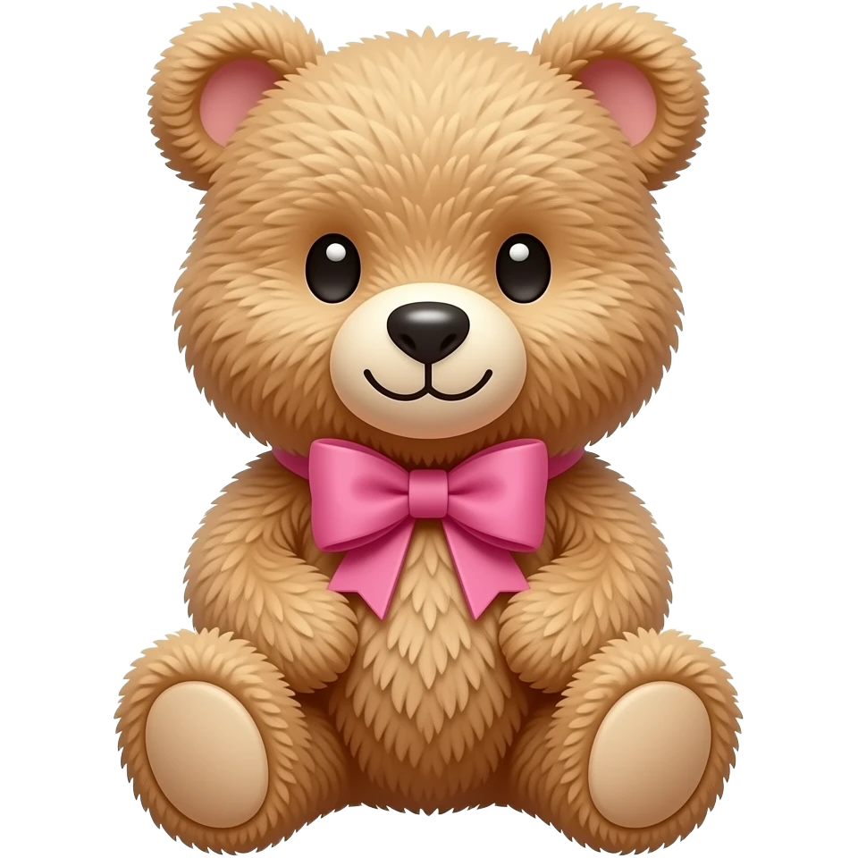 Pluszowy siedzący miś z różową kokardką emoji