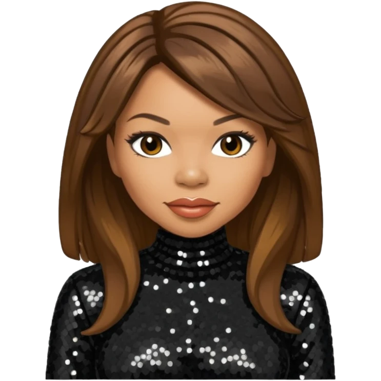 Tisha Campbell with long brown hair, black sequin outfit  emoji