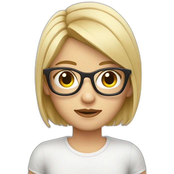 rubia lacia con lentes emoji