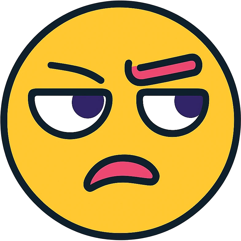 judgemental side eye, expressive face, color outline icon style emoji