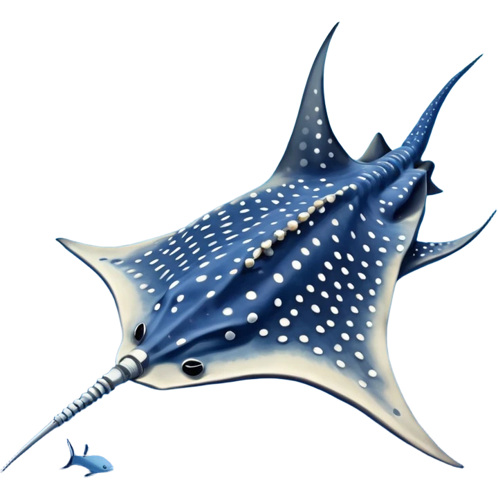 Spotted eagle ray fish with long stinger viewed from above emoji