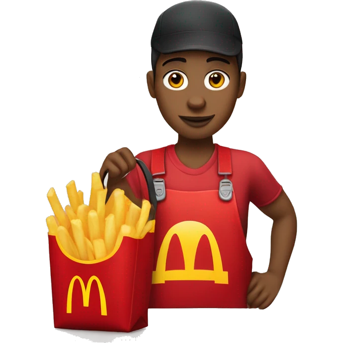 white skin mcdonalds worker putting the fries in the bag emoji