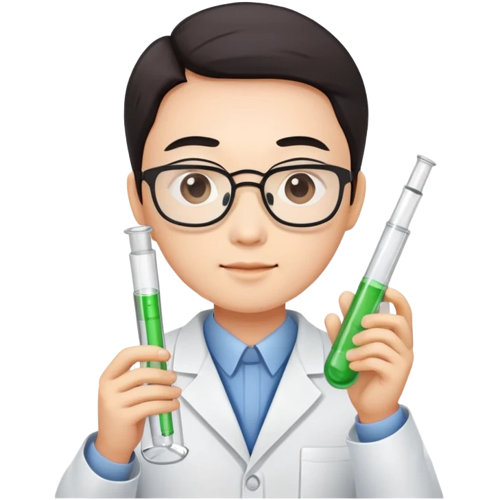 super realistic Chinese scientist holding test tube emoji
