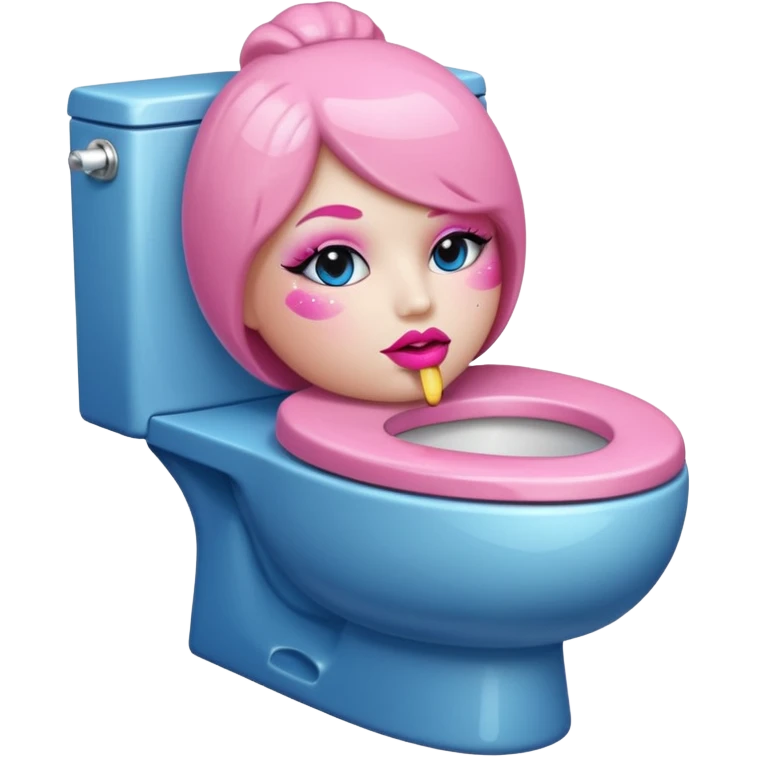 sparkly toilet with a face of makeup and fat lips emoji