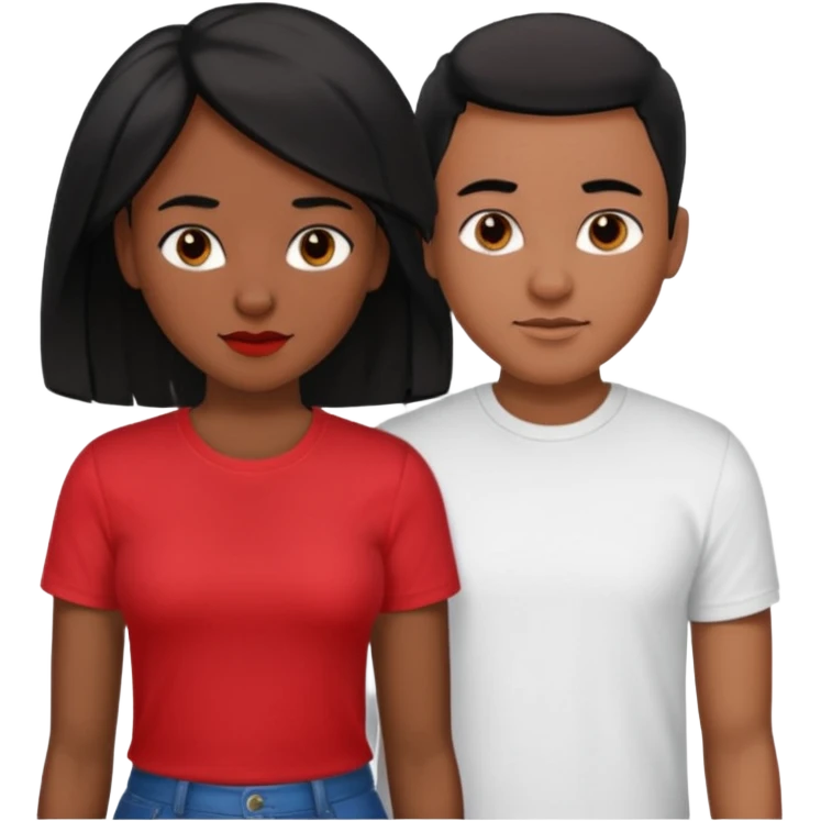 Black lesbian couple with one masculine with short haircut with a t shirt and one feminine with long hair in a blouse emoji
