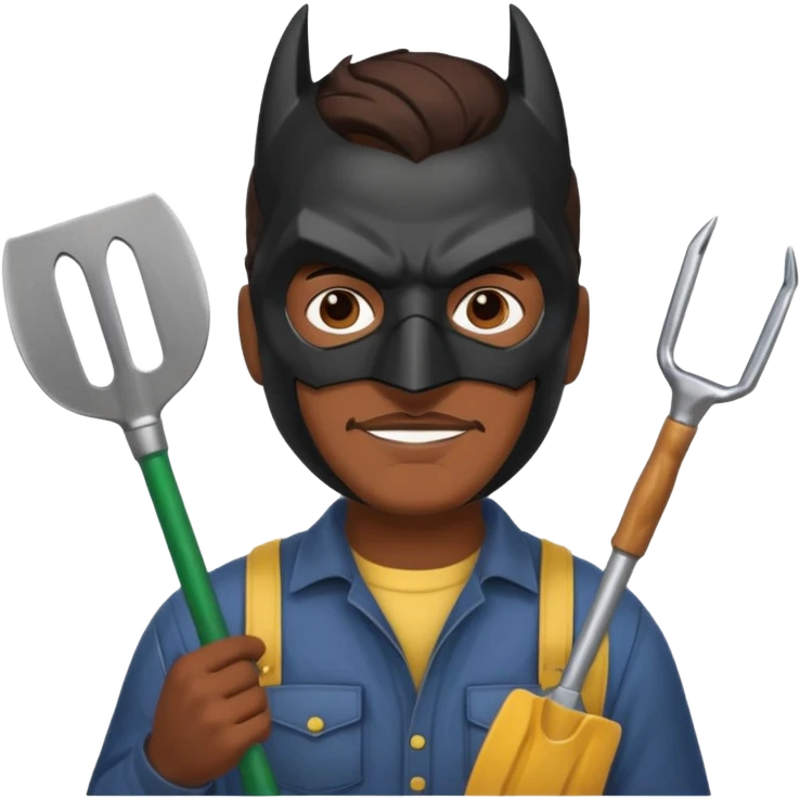 gardener with brown skin and batman mask emoji