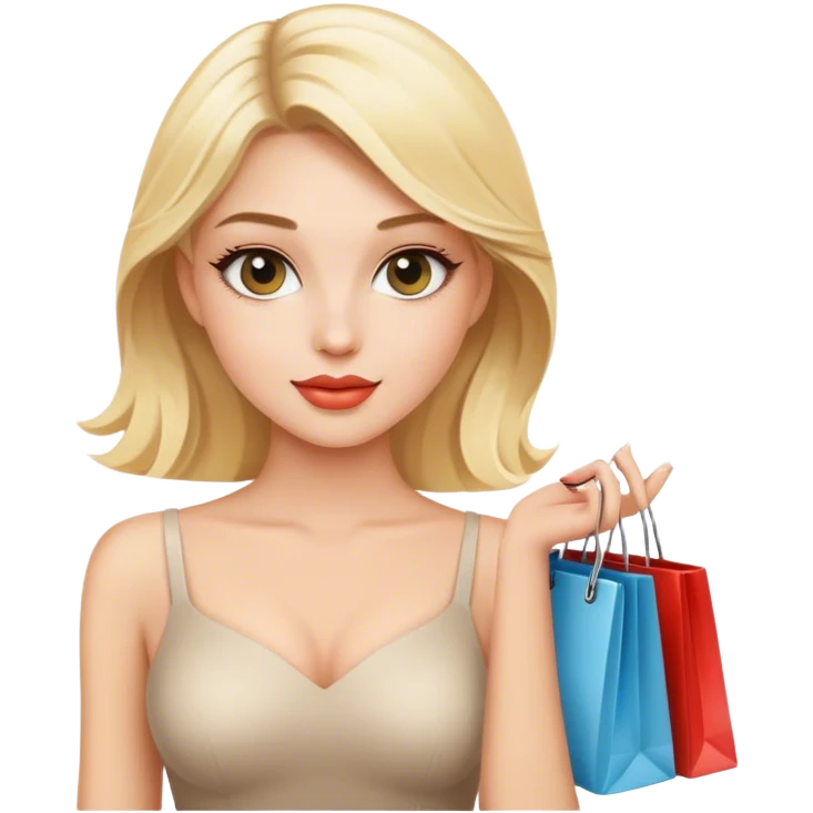 Elegant blonde model shopping  emoji