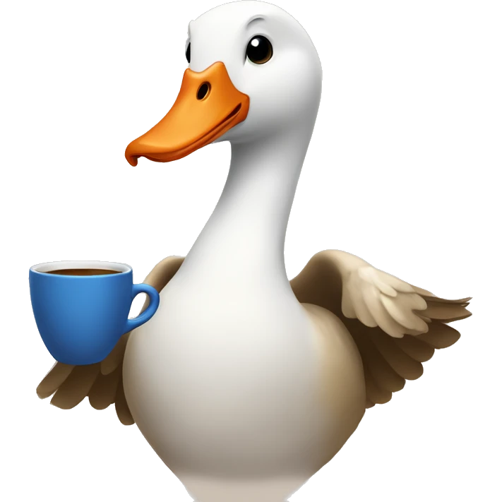 Goose holding coffee emoji