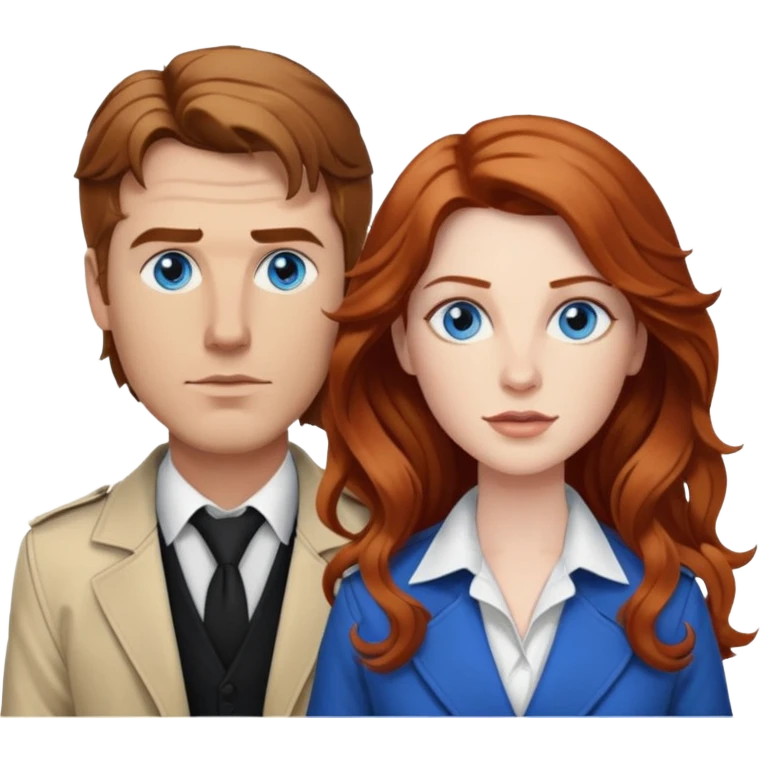 Matt Ryan as Constantine & and Long wavy auburn haired woman BLUE eyes emoji