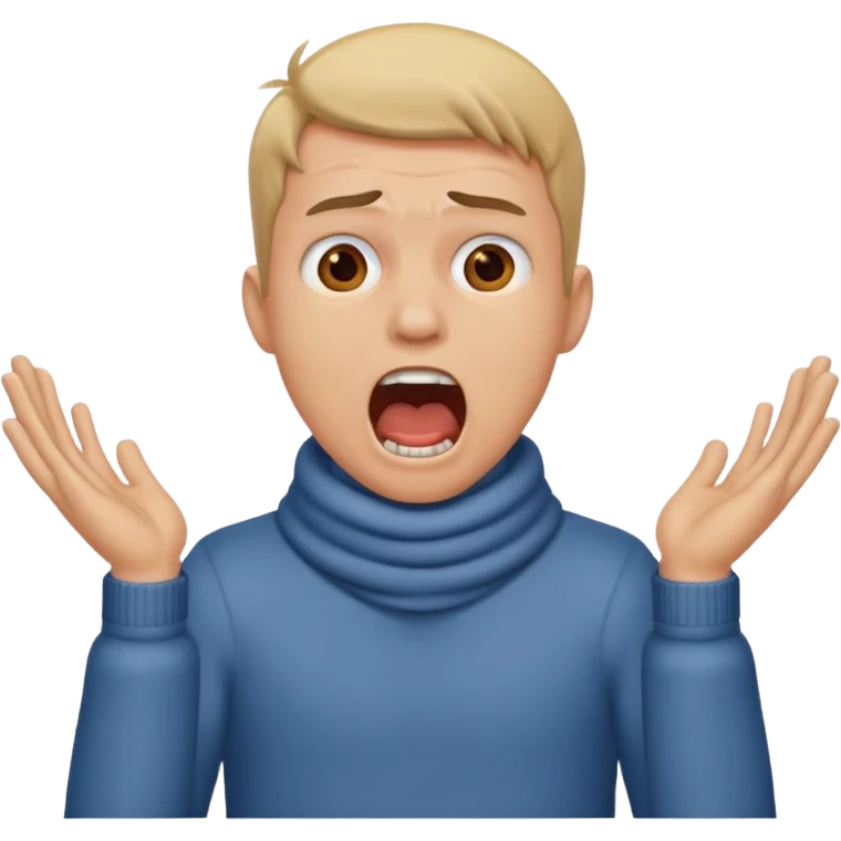 Guy with holding his both hands on neck screamingly  emoji