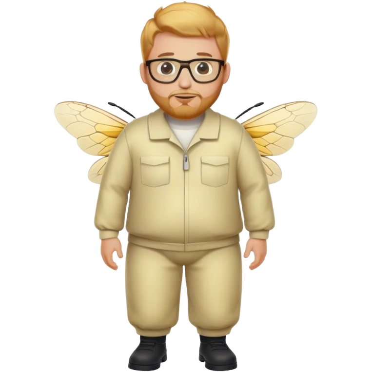 full body medium plus size male bee keeper with  short light strawberry blonde hair and goatee wearing glasses  emoji