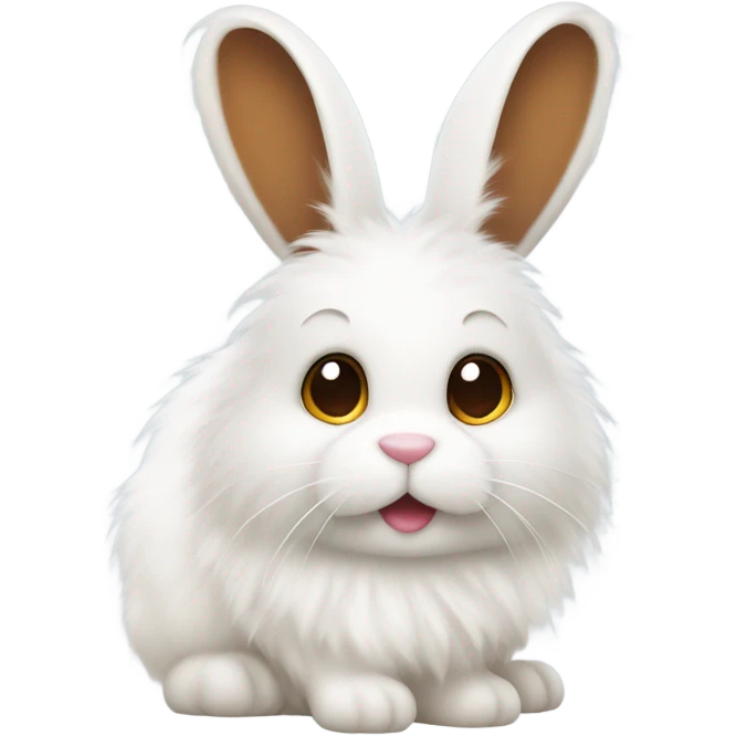 White fluffy bunny with a brown patch in a white background emoji