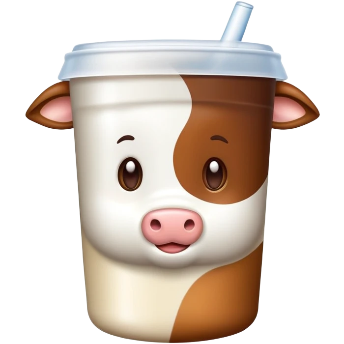 Uma vaca com um copo de leite  emoji