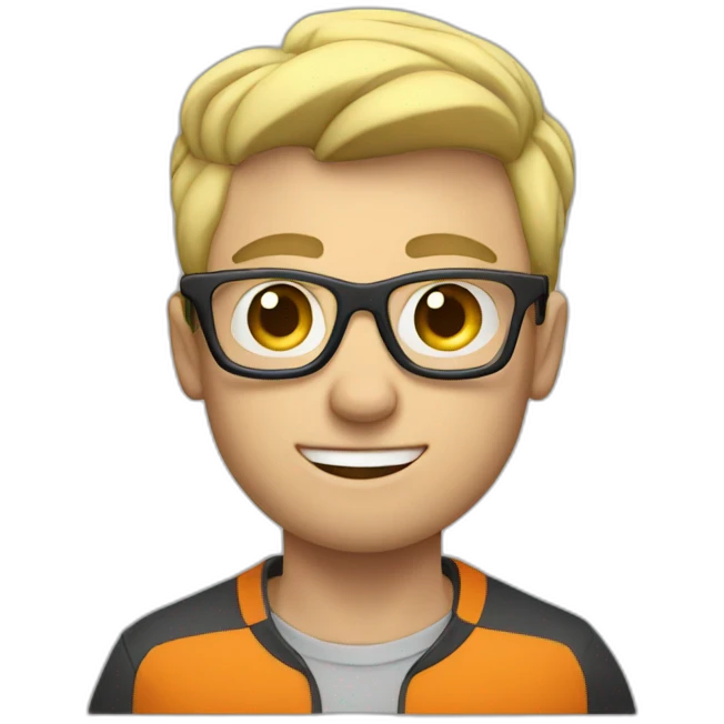 Skinny blonde guy in glasses lifting weights emoji