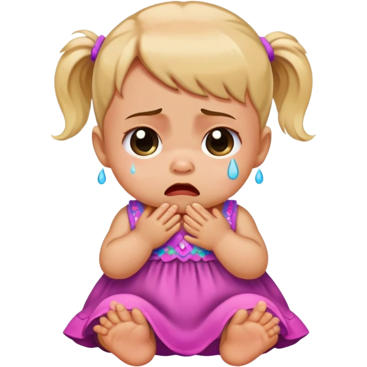 crying baby in colorful dress emoji