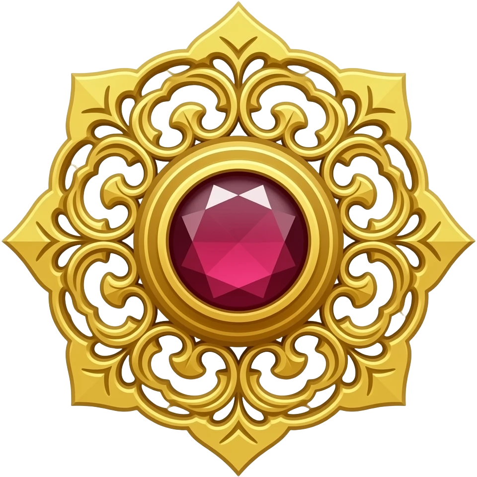 Golden, ruby brooch emoji