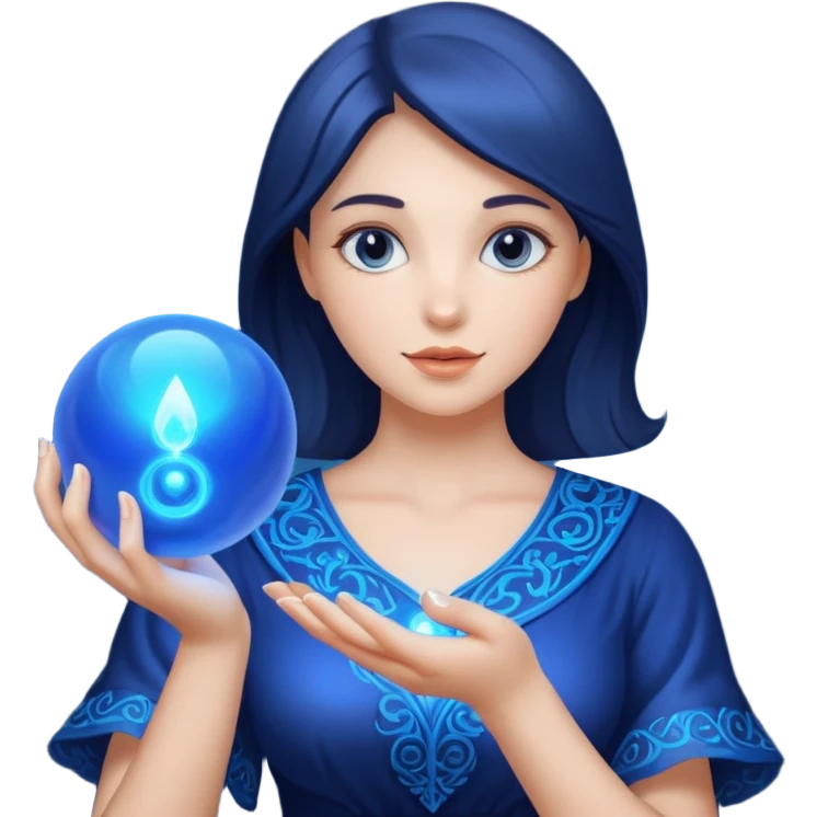 Magic woman with magic ball blue emoji