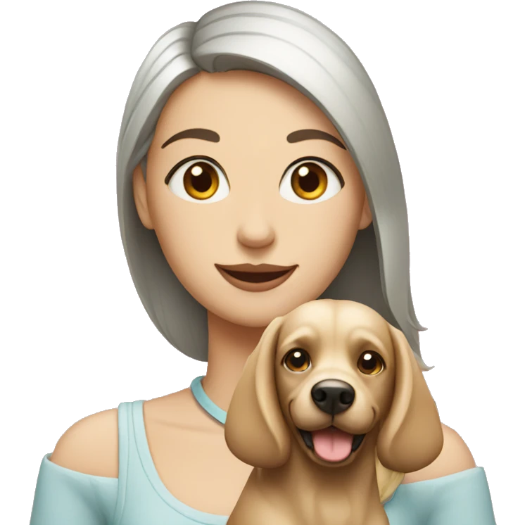 Fair girl with dog and a heart emoji
