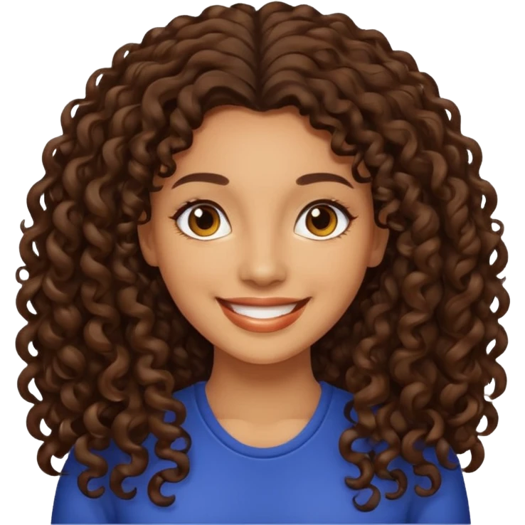 Woman light brown skin long dark curly hair emoji