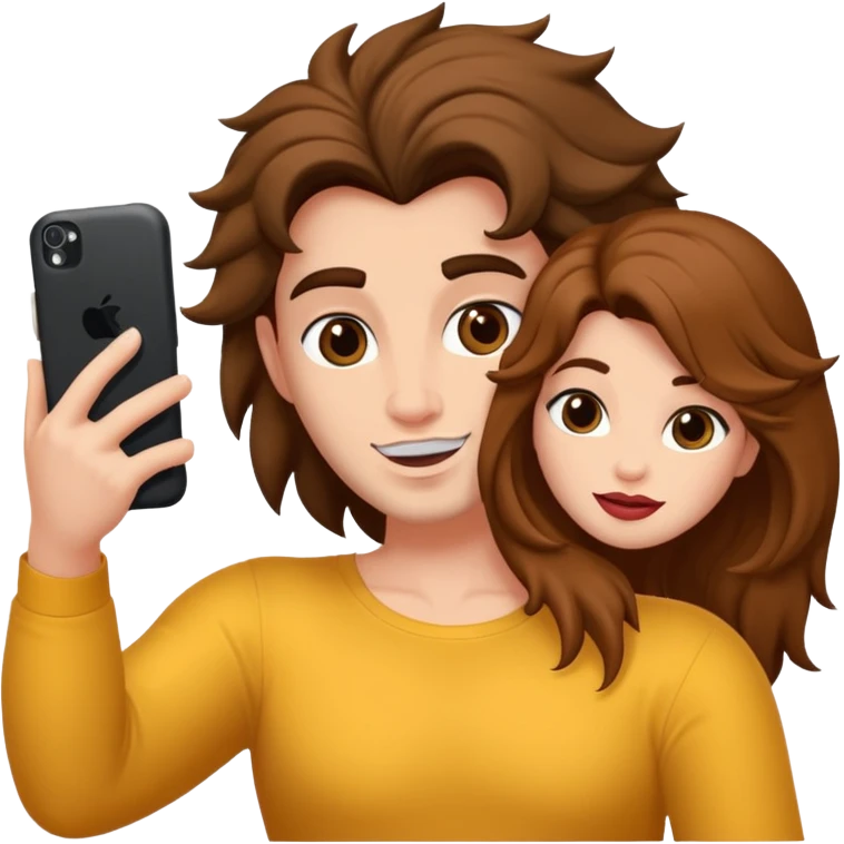Haz un dos persones una la bella de bella y la bèstia y la otra uo con el pelo rizado largo haciendose un selfie emoji