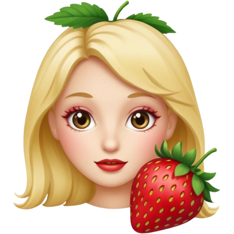 strawberry with pretty girl face long eyelashes  emoji
