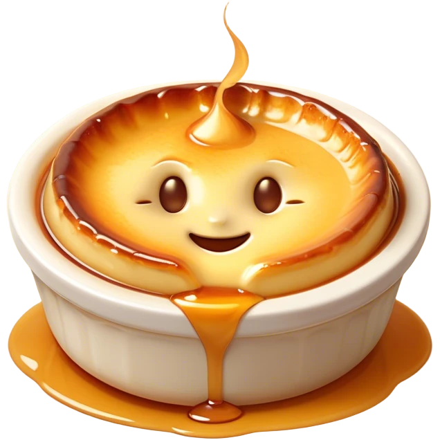 Cinematic Realistic Cr√®me Br√ªl√©e Dessert Emoji, depicted as a rich custard with a perfectly caramelized sugar top rendered with exquisite textures and warm, inviting lighting. emoji