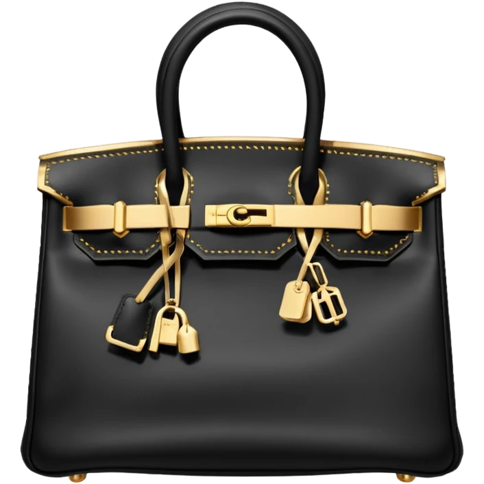 black hermes birkin with gold stitching bag emoji