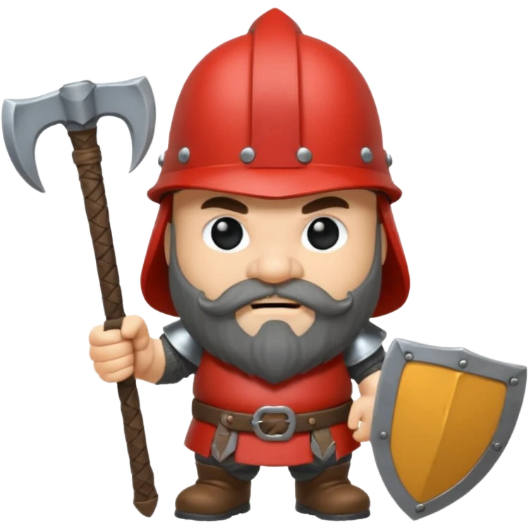 gimli the dwarf, dark beard, gray metal helmet, battle axe emoji