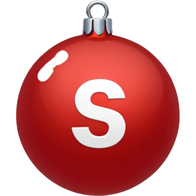 red Christmas ball with white "S" logo emoji