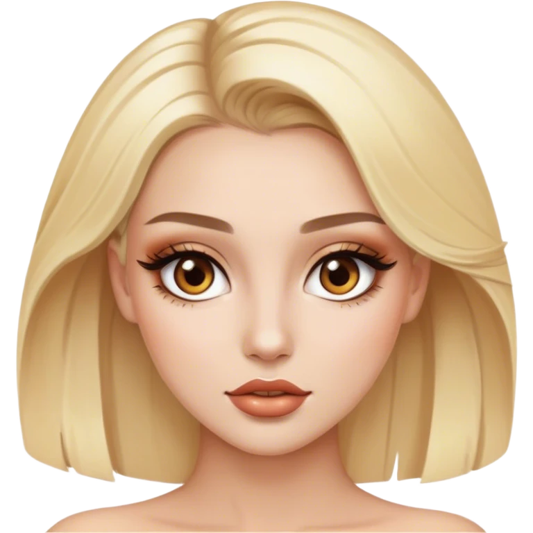 blonde model with brown eyes, luxury makeup emoji