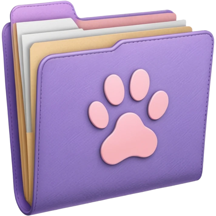 a pastel folder of documents with a pawprint on it emoji