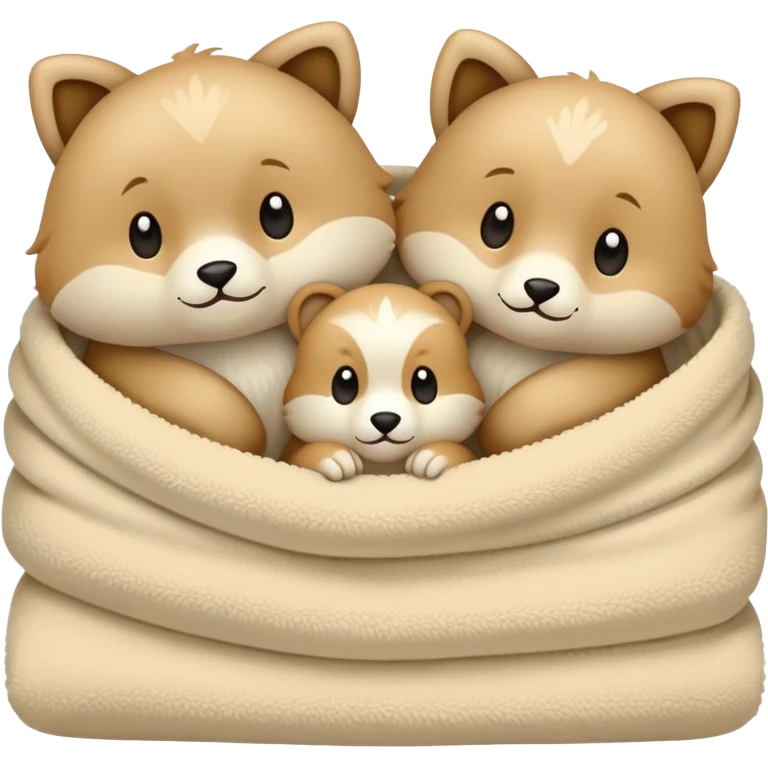 Cozy, and calm animals wrapped in beige blankets emoji