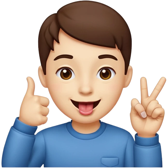 Looking satisfied and putting together your thumb and pointer finger happy tounge out emoji