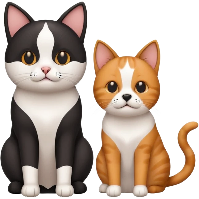 Minimalistic flat vector icon, iOS style, thin black contour on white background. Cat and dog sitting together. Clean, no text, no shadows. emoji