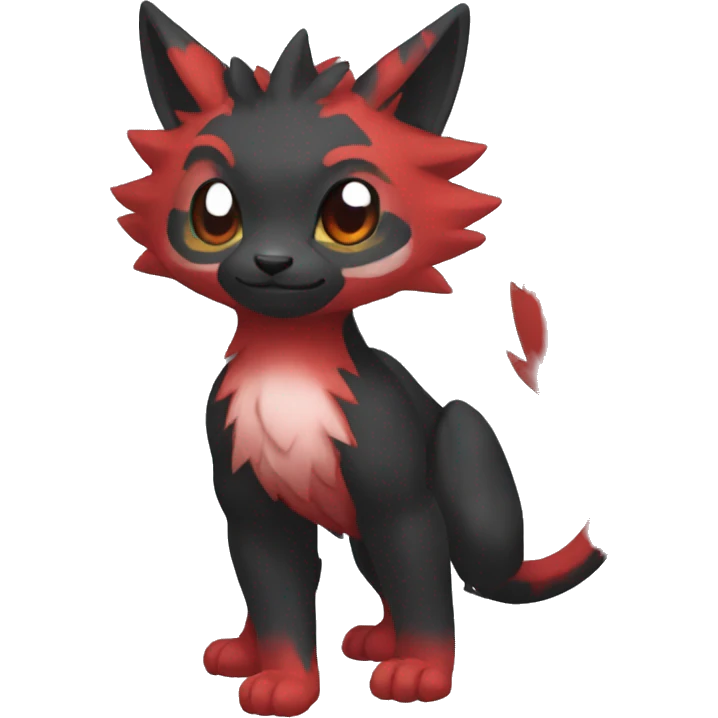 Cute cool black red animal hybrid Fakemon full body emoji