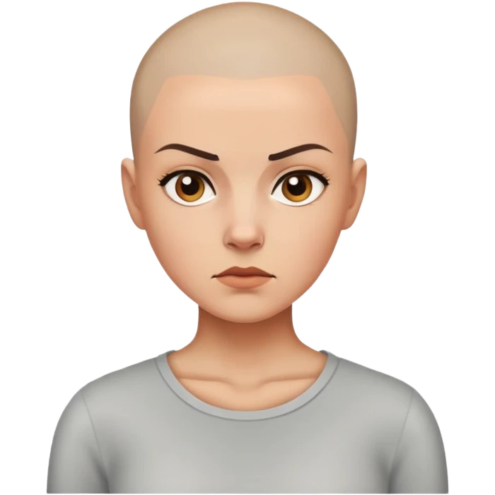 feminist woman with shaved head emoji