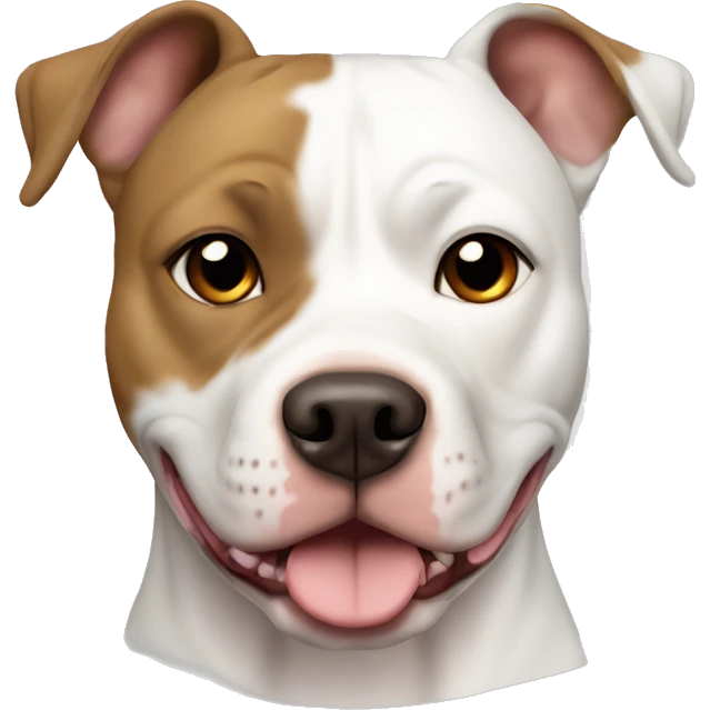 White American Staffordshire terrier with light brown patches by only her right ear  emoji