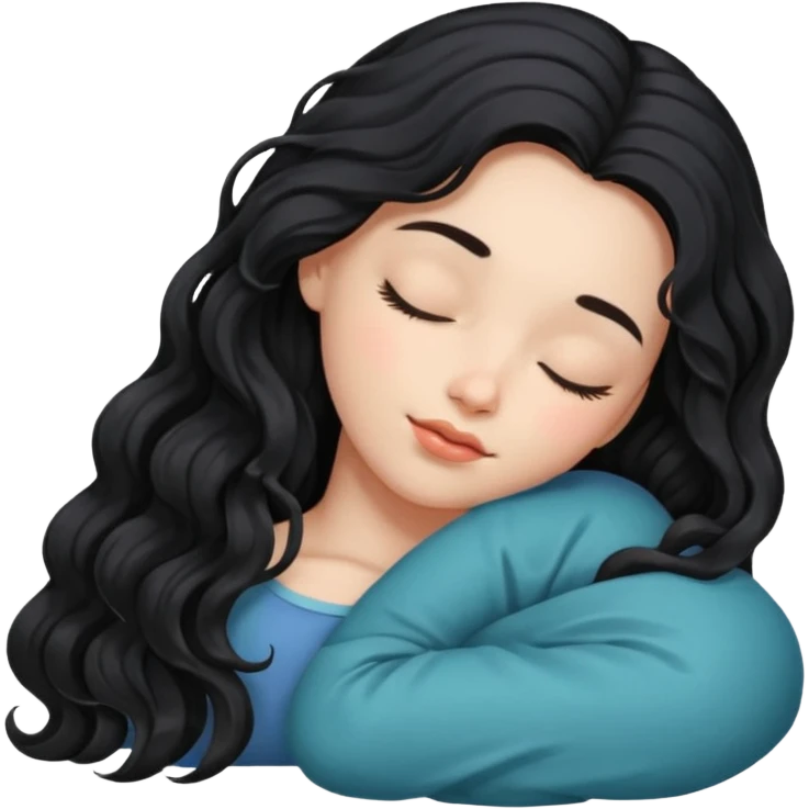 Ragazza capelli lunghi neri mossi che dorme  emoji