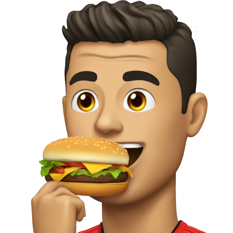 Cristiano Ronaldo eating a burger emoji