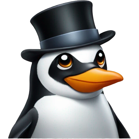 Penguin with top hat  emoji