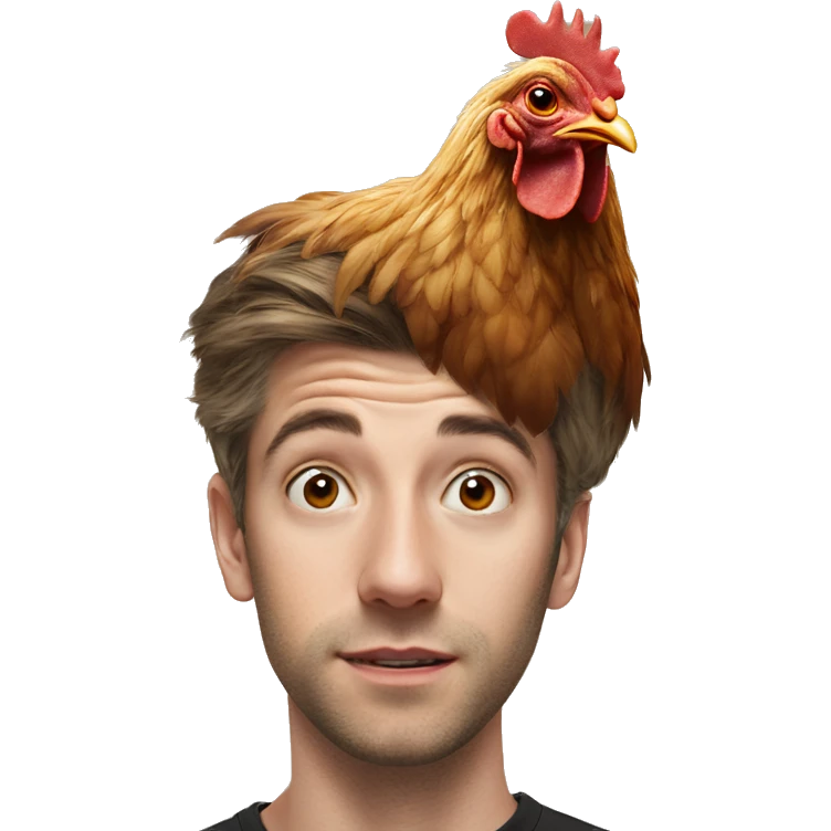 Chicken on a man’s head  emoji