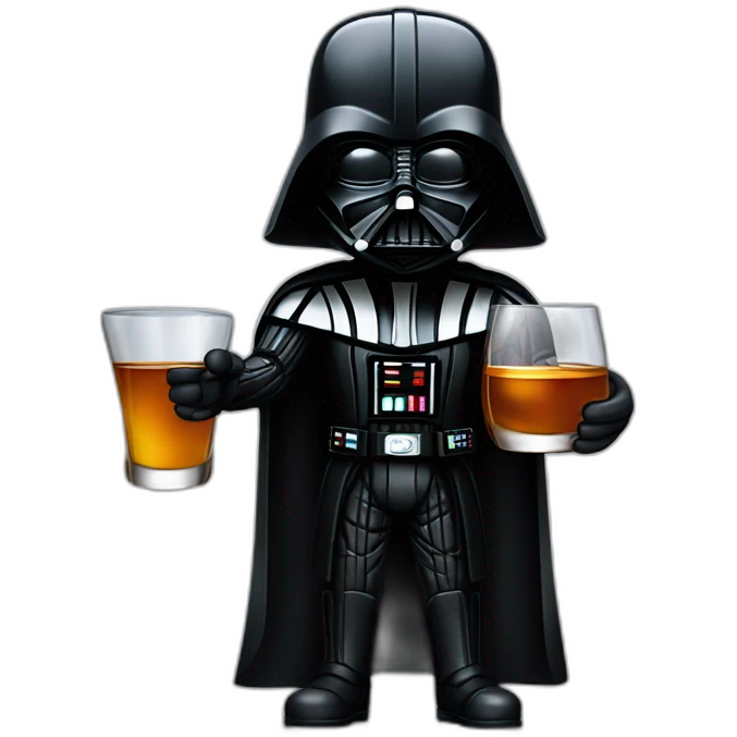 Darth Vader with a scotch whiskey glass in his right hand emoji