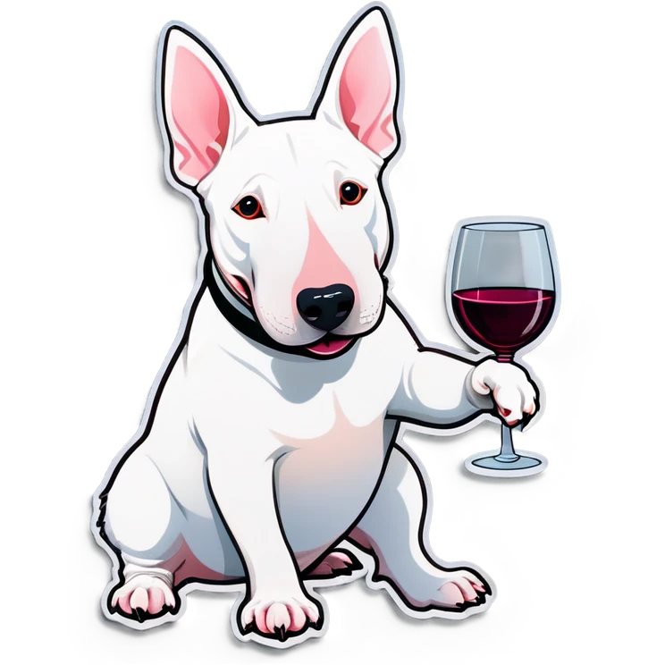 English bull terrier with a glass of wine emoji
