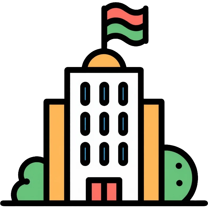 business building with Indian flag, representing nationalization of private business in India emoji