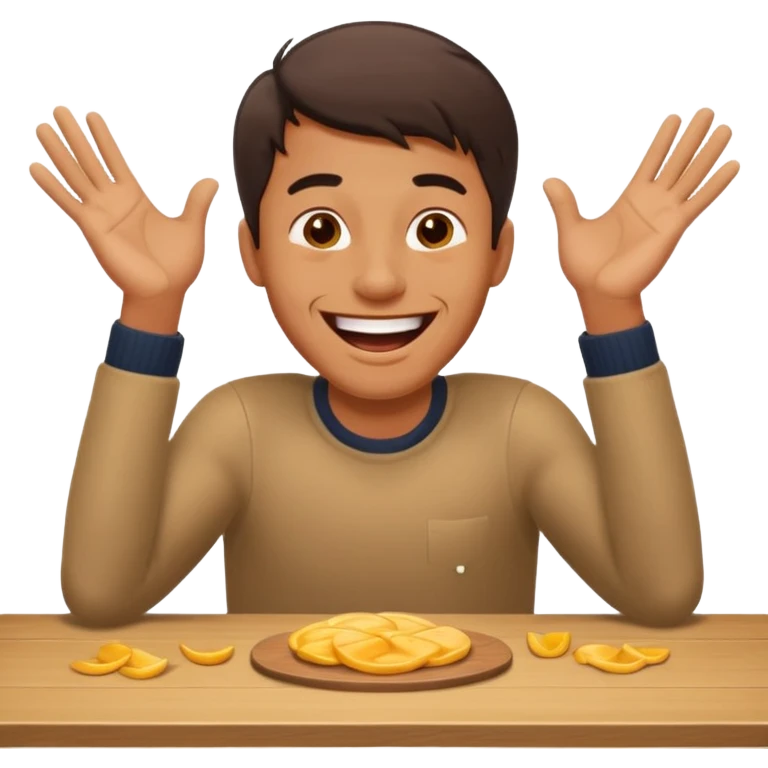A man is laughing and banging with both hands on the table in front of him emoji