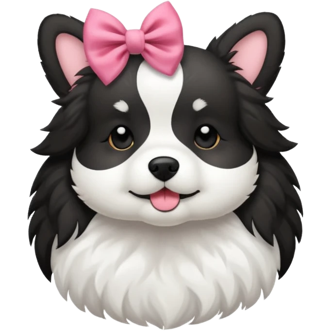 Black and white coquette dog emoji