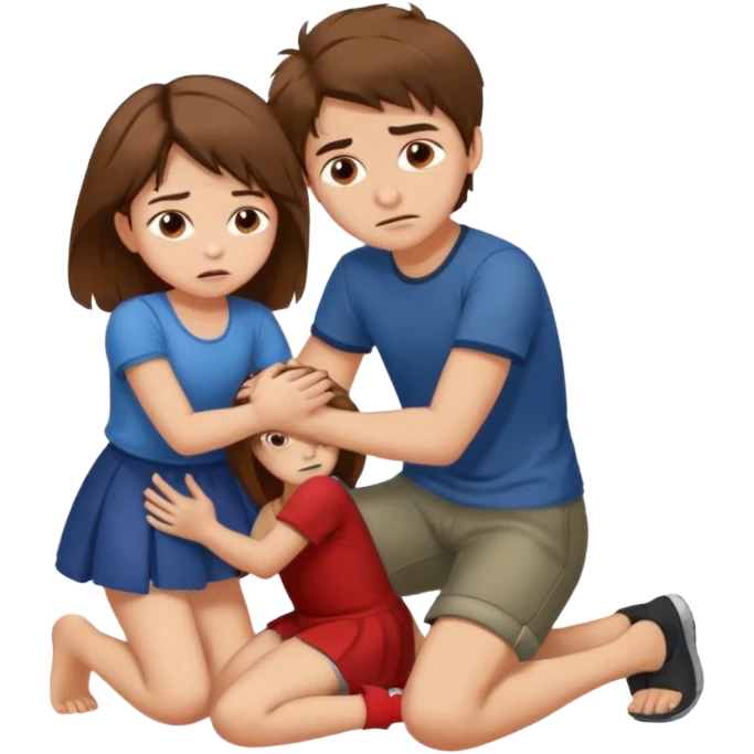 boy with messy brown hair and short putting his foot on a kneeling girl's head emoji