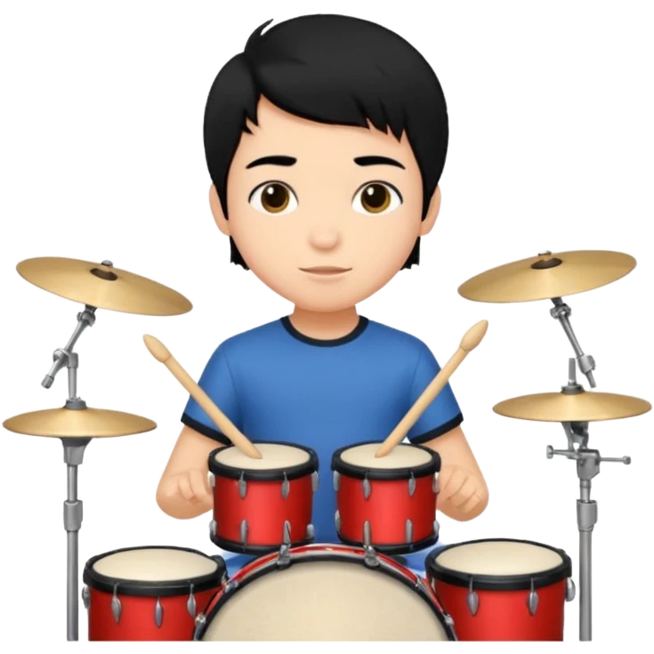 niño trigueño de cabello negro tocando la batería  emoji