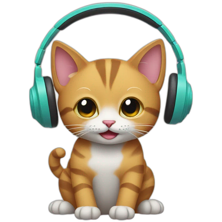cat listening to music emoji