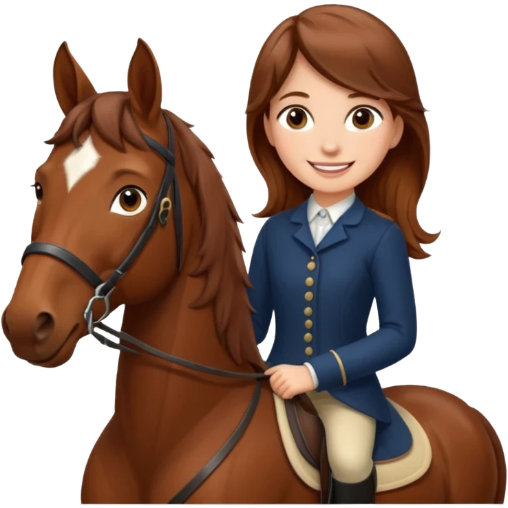 brown haired girl on a cheatnut hporse smiling' emoji
